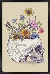 Rachel Caldwell - Flower Skull Wall Poster, 14.725" x 22.375" Framed