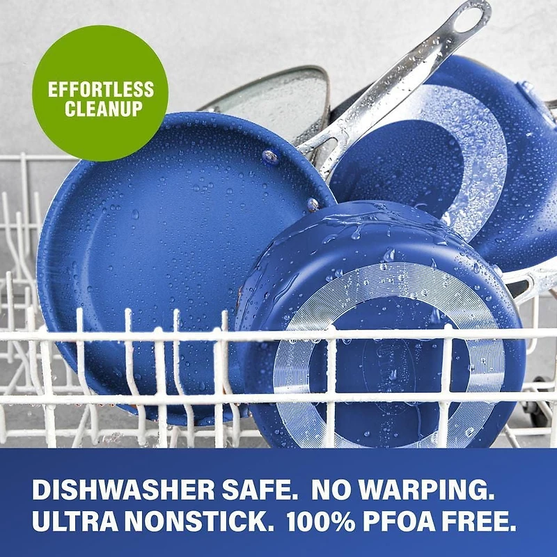 Granitestone Bleu ensemble de 20 pièces de casseroles et poêles antiadhésives pour la cuisine avec ustensiles et moules de cuisson, compatible four et lave-vaisselle