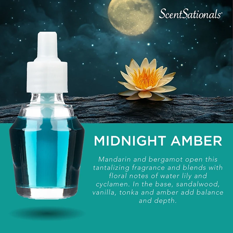 Huile Scent Charm ScentSationals - Midnight Amber 0.8 Fl oz, 24 mL Recharge