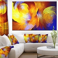 Designart Motif abstrait fractal jaune Art mural sur toile