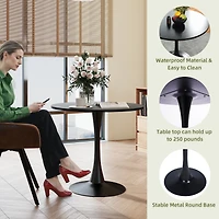 Homy Casa Compact Dining Set with Faux Suede Upholstered Chairs and Round Black Table, 5-Piece for Small Spaces