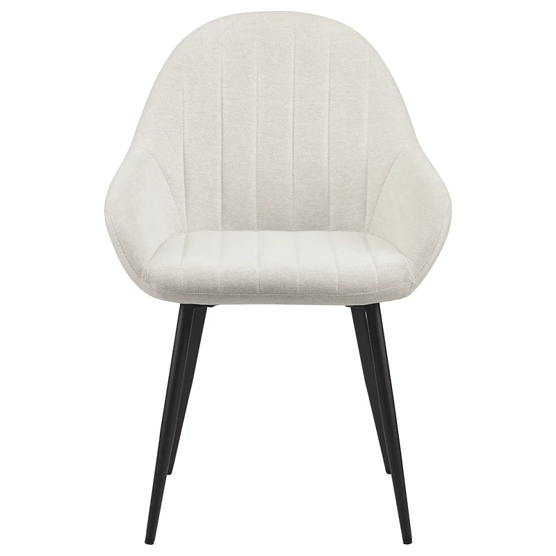 Bouclair Cream Fabric Dining Chair Kitchen Armchair Side Chair with Tapered Metal Legs