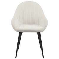 Bouclair Cream Fabric Dining Chair Kitchen Armchair Side Chair with Tapered Metal Legs