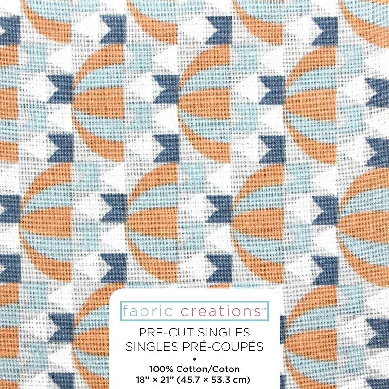 Fabric Creations Grey with Orange, Blue and White Hot Air Balloons Fat Quarter Pre-Cut Fabric - 18" x 21" / 45cm x 53cm