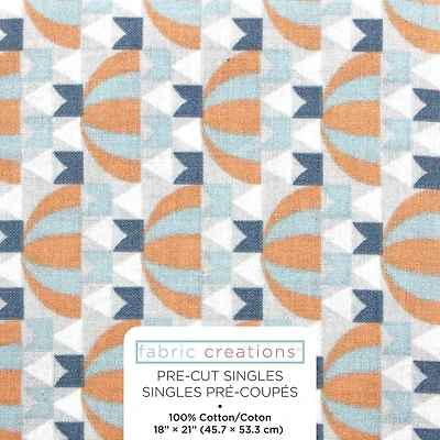 Fabric Creations Grey with Orange, Blue and White Hot Air Balloons Fat Quarter Pre-Cut Fabric - 18" x 21" / 45cm x 53cm