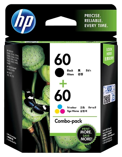 HP 60 Ens. 2 cartouches d’encre noire et tricolore d’origine (N9H63FN)