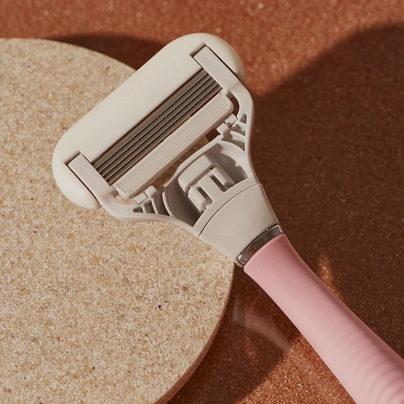Flamingo Women's 5-blade Razor with Replacement Blade Cartridge – Desert Rose