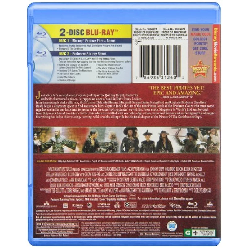 Pirates Des Caraïbes: Jusqu'au Bout Du Monde (2-Disques Blu-ray + DVD)