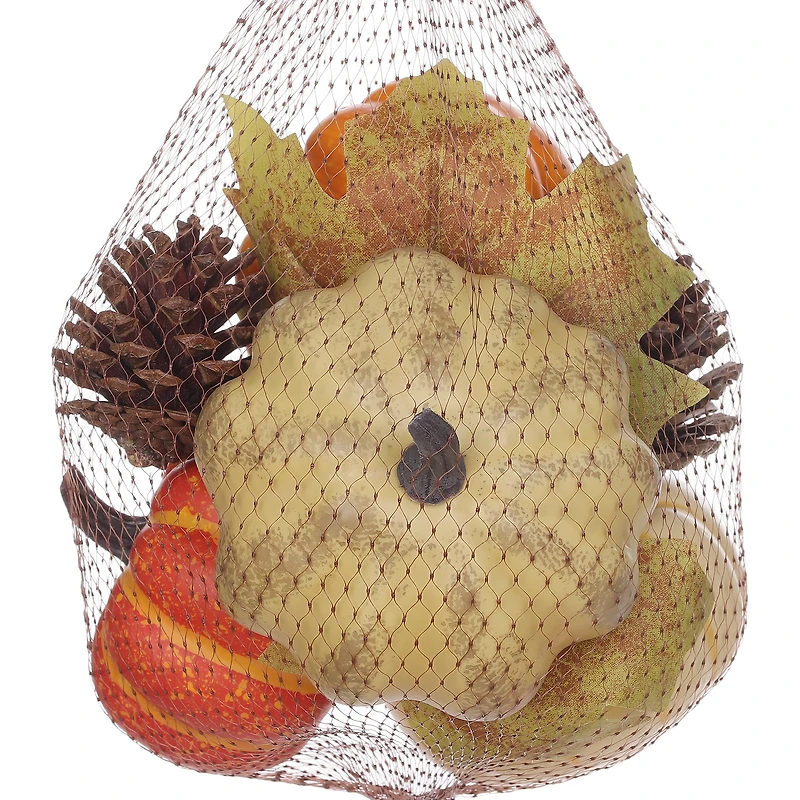 6in Harvest Pl Mesh Bagged Pumpkin