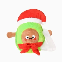 Hugsmart Santa Avocado Plush Dog Toy - Fuzzy, Squeaky, for Small & Medium Dogs