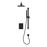 Square 3-functions thermostatic valve. handheld handshower and shower head, or simultaneously,  matte black finish