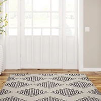 Tapis d'accent extérieur lavable Navarre ivoire & marron 3 pi x 5 pi