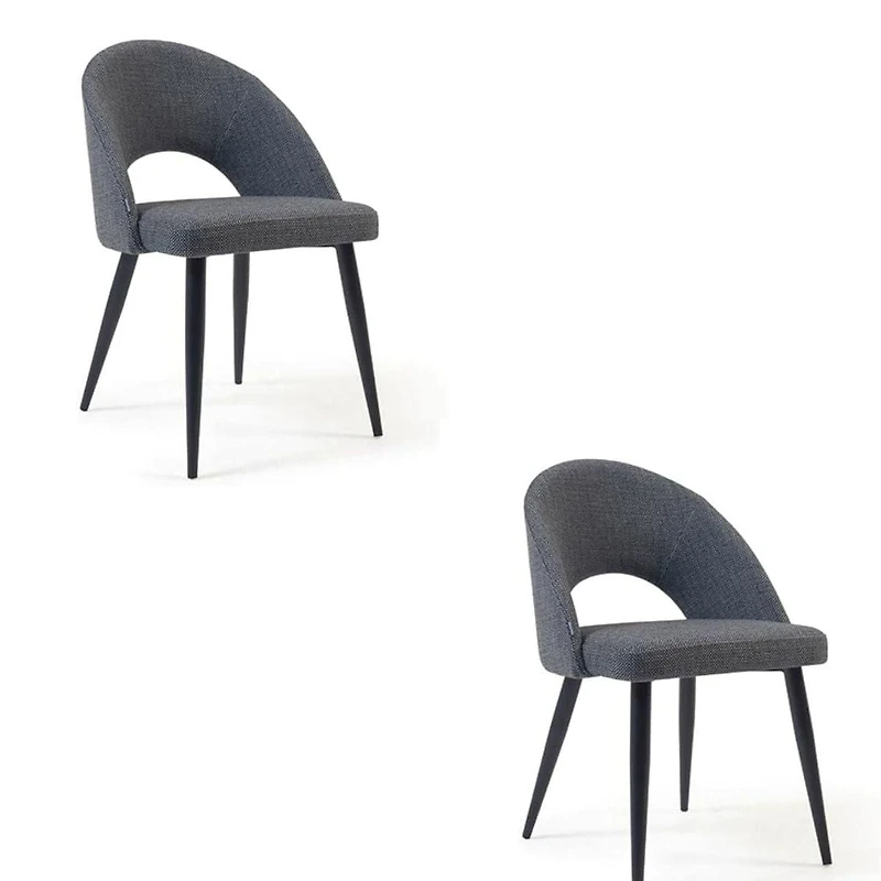 Kave Dining Chair with fabric upholstery and black walnut metal frame SET OF 2