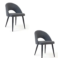 Kave Dining Chair with fabric upholstery and black walnut metal frame SET OF 2