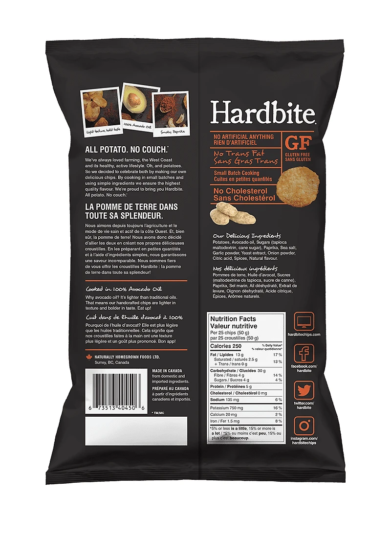 Hardbite Smoked Paprika and Garlic Kettle Cooked Avocado Oil Potato Chips