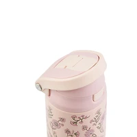 Bouteille d'eau TAL 2 en 1 en acier inoxydable avec couvercle à pression, paille et gobelet, 78 cl, motif floral rose TAL 24 oz 2 en 1 - Floral rose