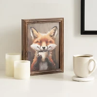 DesignOvations Emry Happy Fox Tea Cup Framed Art, 10.25in H x 8.38in W x 1.08in D