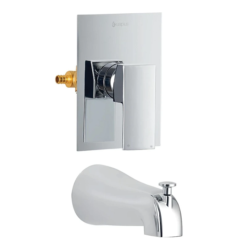 Ensemble INA à pression balancée d'akuaplus® valve connexion PEX 1/2 po avec Douchette et bec de bain 5 1/4 po x 1/2 po raccord lisse fini chrome