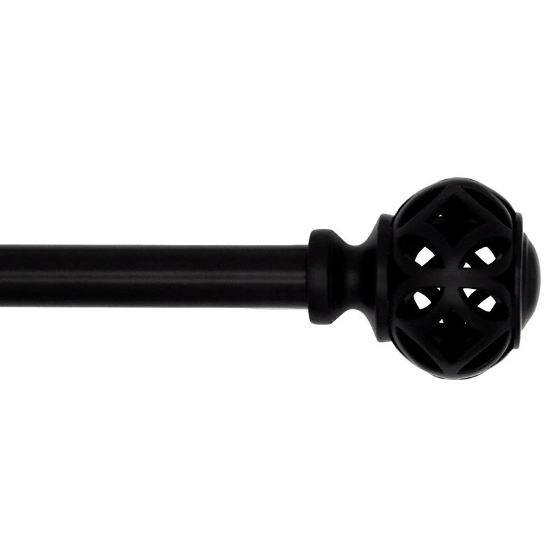 Mainstays 1/2" Black Filagree Knob Adjustable Curtain Rod Set, 48"-84"