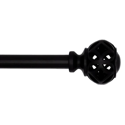 Mainstays 1/2" Black Filagree Knob Adjustable Curtain Rod Set, 48"-84"