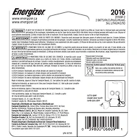 Energizer 2016 Batteries (2 Pack), 3V Lithium Coin Batteries, Pack of 2 batteries