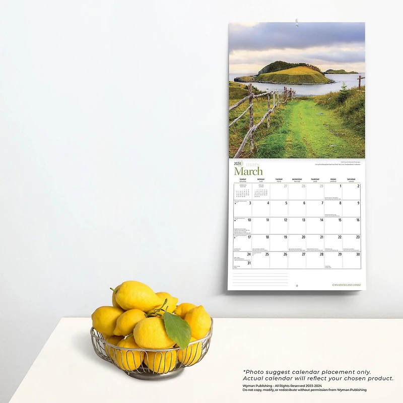 Wyman Publishing Canada's East Coast 2024 12x24 Inch Square Wall Calendar, 9781525611360