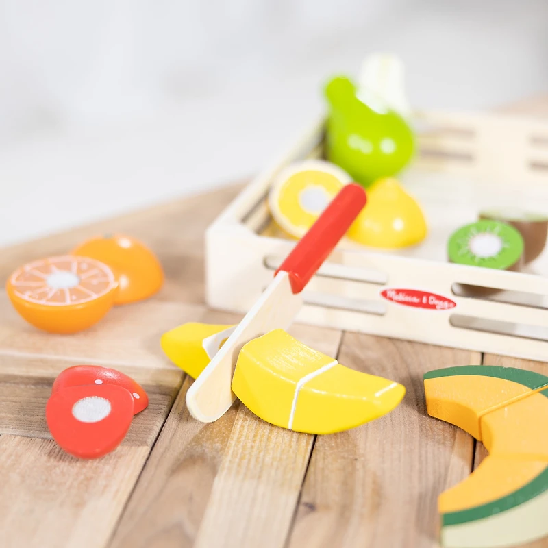 Melissa & Doug Cutting Fruit Set - Wooden Play Food Kitchen Accessory, Multi, Cutting Fruit Set