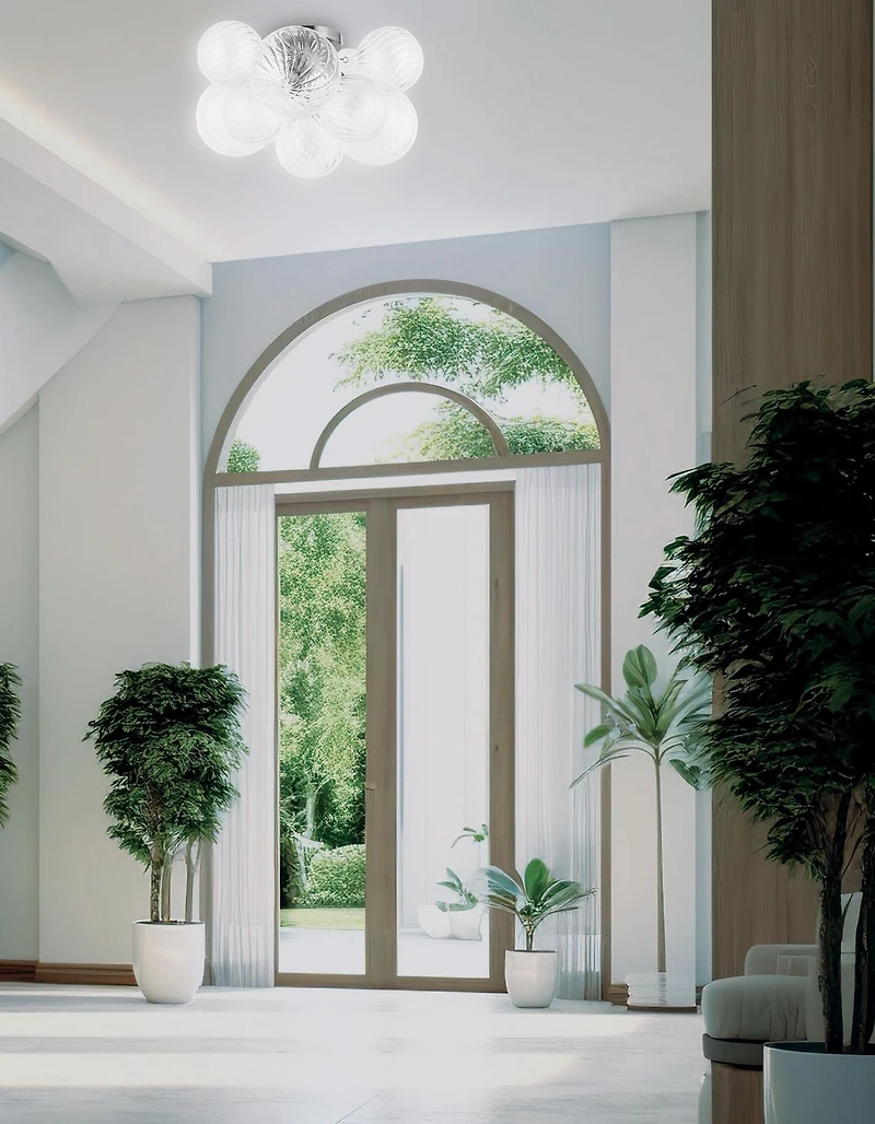 Charlize 3 Light Flush Mount - Polished Chrome - Clear Spiral Glass