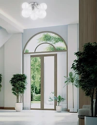 Charlize 3 Light Flush Mount - Polished Chrome - Clear Spiral Glass