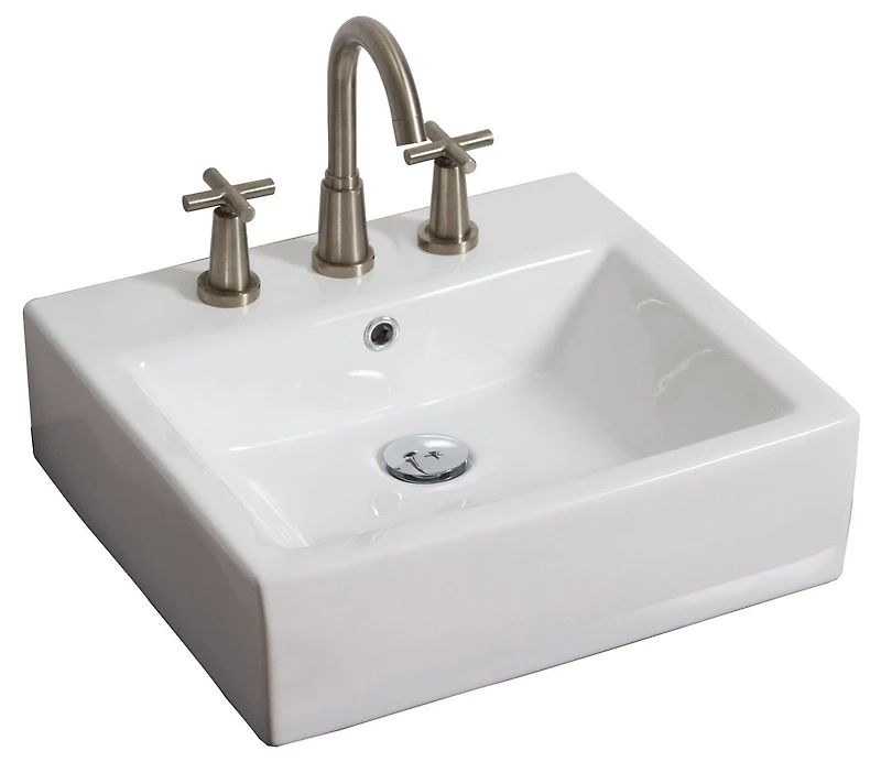 American Imaginations AI-33832 21 pouces W Au-dessus de contre le navire blanc pour 3H8-in. Centre de forage