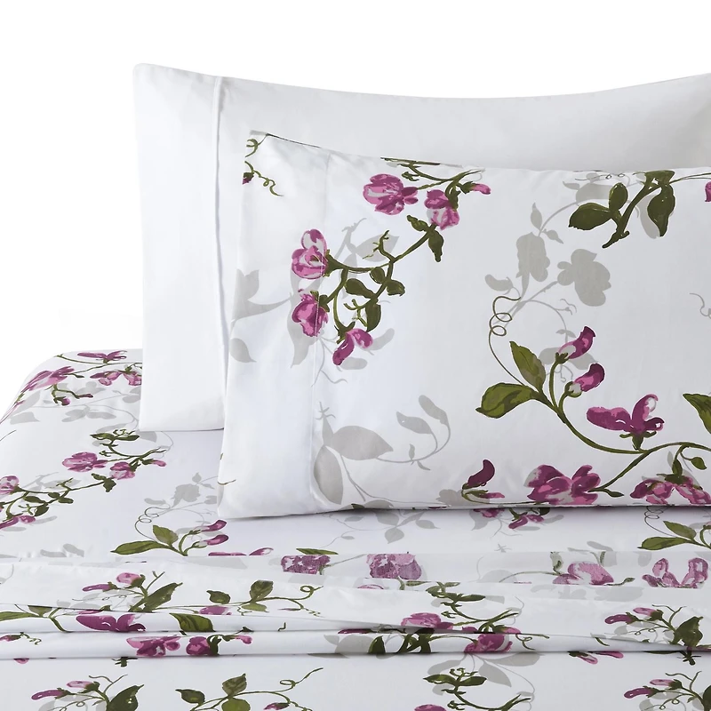 Literie Marina Décoration ultra douce et soyeuse, imprimée, en rayonne de bambou, toutes saisons, 6 pièces, avec taies d'oreiller, motif floral rose pâle