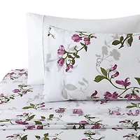 Literie Marina Décoration ultra douce et soyeuse, imprimée, en rayonne de bambou, toutes saisons, 6 pièces, avec taies d'oreiller, motif floral rose pâle