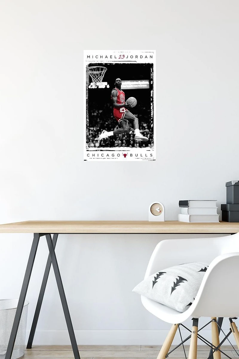 Michael Jordan - Dunk Wall Poster, 14.725" x 22.375" Framed