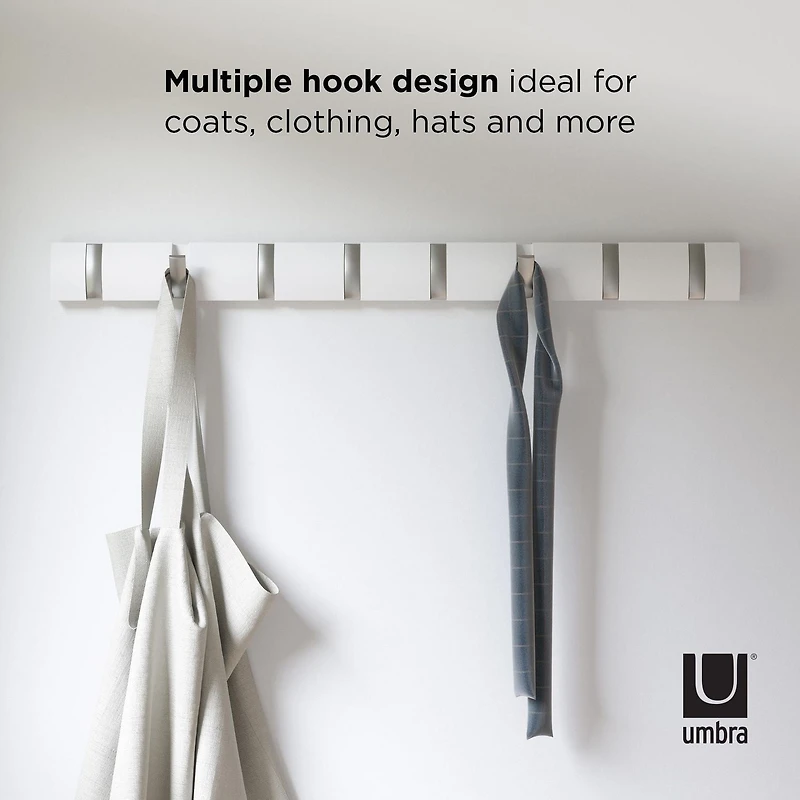 Umbra Flip Wall Mounted Coat Rack,White