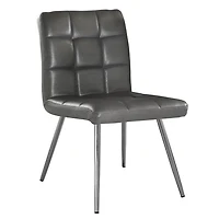 Monarch Specialties Dining Chair, Set Of 2, Side, Upholstered, Kitchen, Dining Room, Pu Leather Look, Metal, Grey, Chrome, Contemporary, Modern