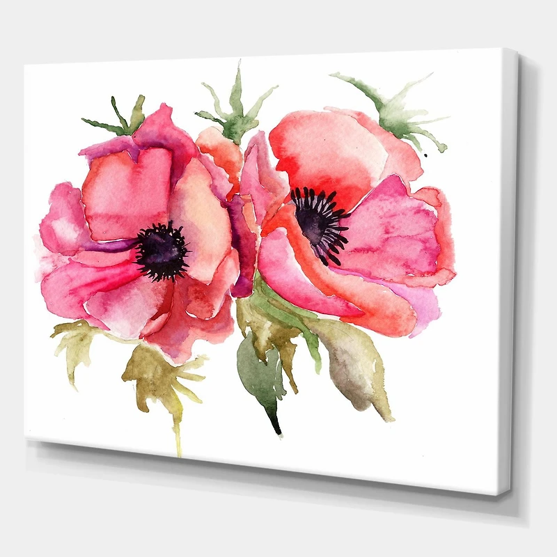Designart Fleurs de pavot stylisées Art mural sur toile