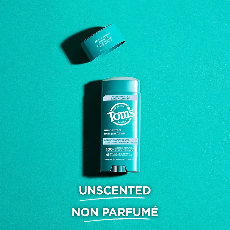 Déodorant naturel Tom’s of Maine Non parfumé pour femmes et hommes, Sans aluminium, 92 g