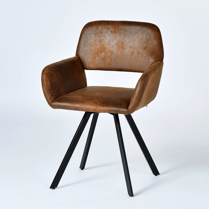 Ensemble de 2 chaises de salle à manger pivotantes Homy Casa, siège rembourré et dossier ergonomique, imitation daim brun