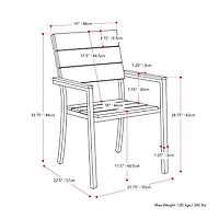 Chaises de salle à manger d'extérieur CorLiving Gallant en aluminium et polybois à lattes, gris anthracite (ensemble de 4)