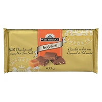 Barre de chocolat belge Waterbridge avec caramel et sel de mer 400g