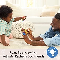 Ms. Rachel, Coffret de 4 marionnettes à doigts Les amis du zoo, lion, singe et perroquet, jouets éducatifs et marionnettes animales, jouets pour tout-petits pour filles et garçons de 6 mois à 2 ans et