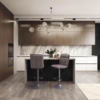 Tabourets de bar d'intérieur rembourrés à dossier haut Palmer de CorLiving, hauteur réglable, gris vieilli (lot de 2)