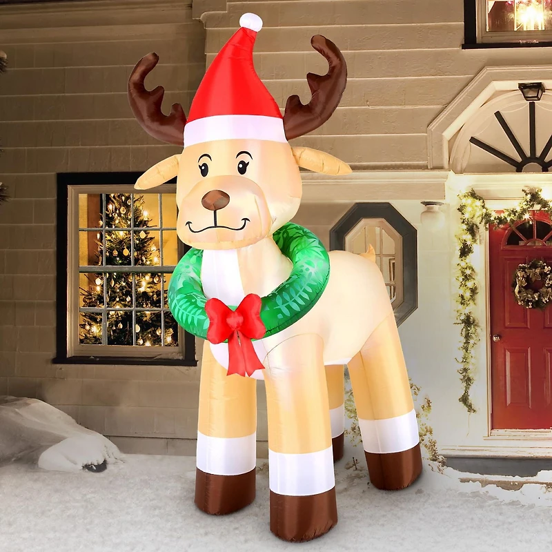Occasions Christmas 8 Foot Inflatable Reindeer With Wreath