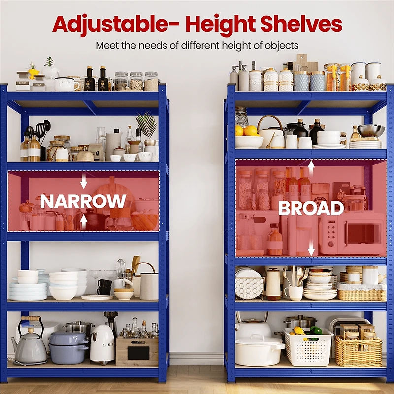 Fullfurnique 71″ Height Metal Storage Rack with Adjustable Shelves, Blue