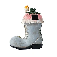 HOMETRENDS GARDEN STATUES - PINK/GREY BOOT