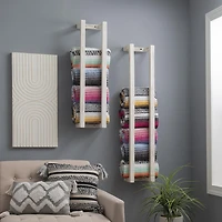 Porte-serviettes en bois Shelby, Blanc (Paquet de 2)