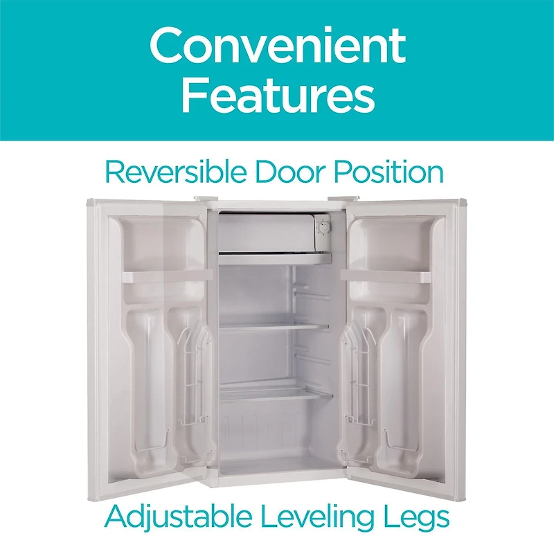 Black + Decker BCRK32W Compact Refrigerator Energy Star Single Door Mini Fridge with Freezer, 3.2 Cubic Ft., White