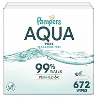 Lingettes pour bébés Pampers Aqua Pure Sensitive, 99 % d’eau, hypoallergéniques, non parfumées, 672 lingettes pour bébés au total (12X emballages rabattables)