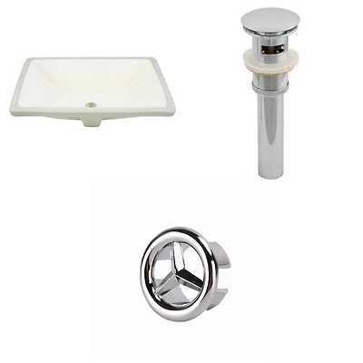 20.75-in. W Rectangle Bathroom Undermount Sink Set In Biscuit - Chrome Hardware - Overflow Drain Incl. AI-20581