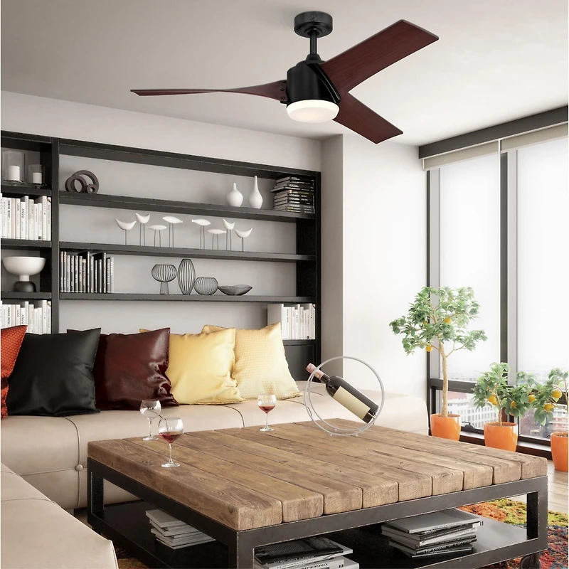 Westinghouse Evan 52" Matte Black Indoor Ceiling Fan with LED Light Fixture